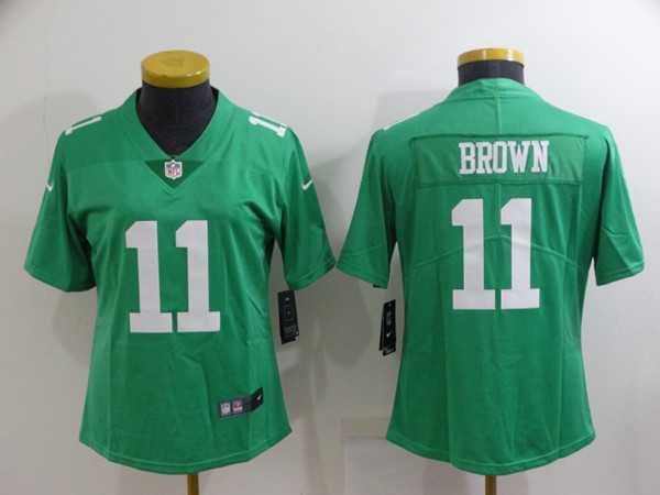 Women%27s Philadelphia Eagles #11 A. J. Brown Green Vapor Untouchable Limited Stitched Football Jersey->women nfl jersey->Women Jersey